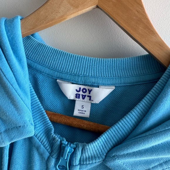 Cropped Bright Blue Zip-Up Hoodie - Picture 2 of 3